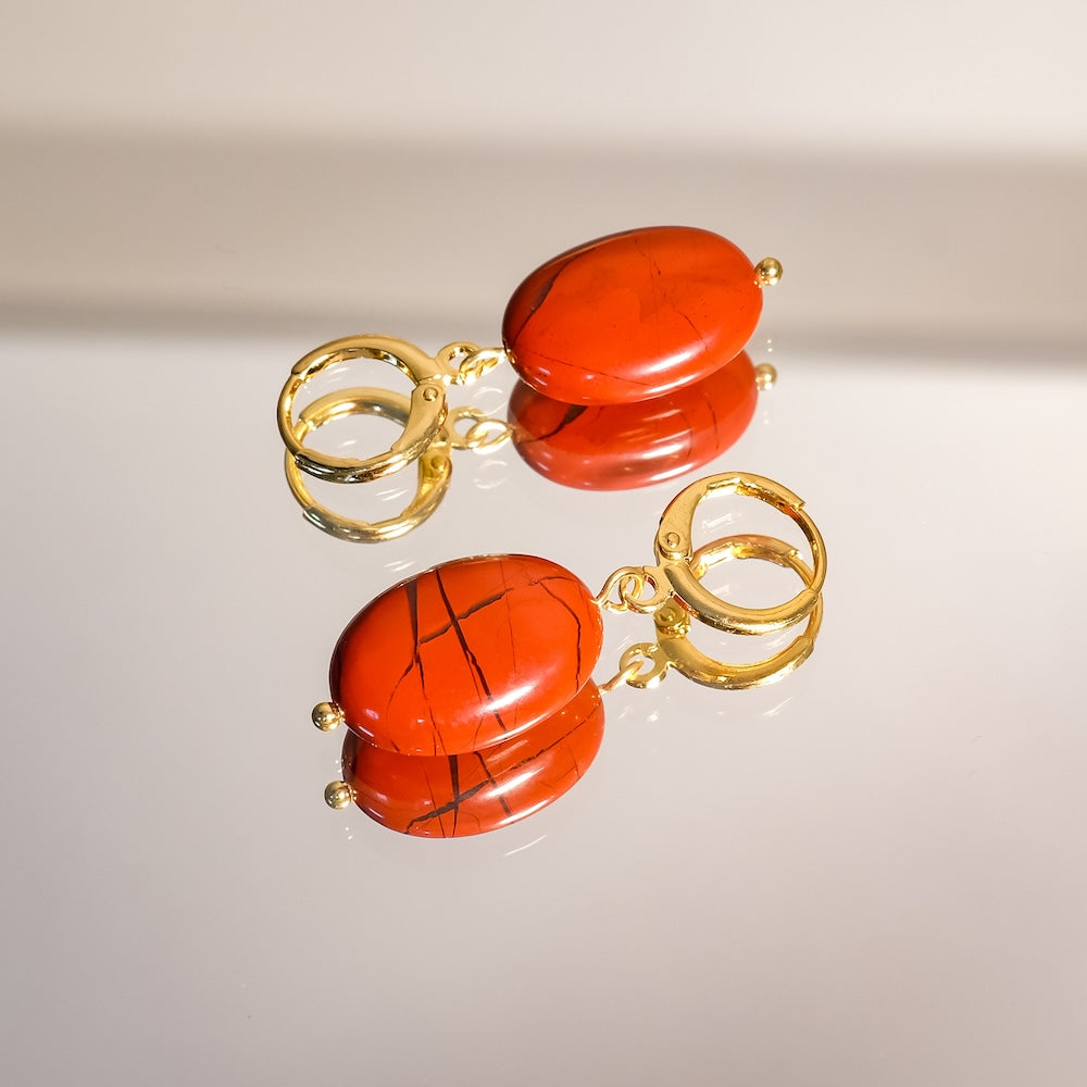 Boucles d'oreilles Agate Jaspe rouge