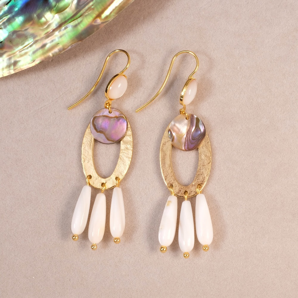 Boucles d'oreilles pendantes nacre