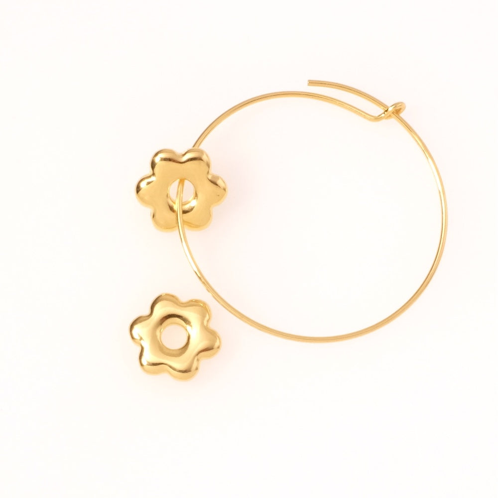 2 Perles Fleurs Daisy en Zamak doré Or 24K