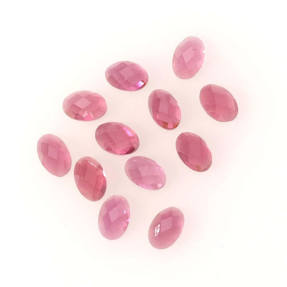 Cabochon en pierre naturelle Ovale facetté 6 x 4mm Grenat Rhodolite