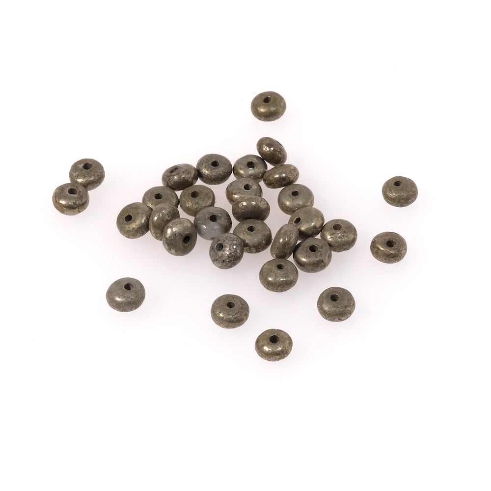 20 perles naturelles donuts 4x3mm en Pyrite