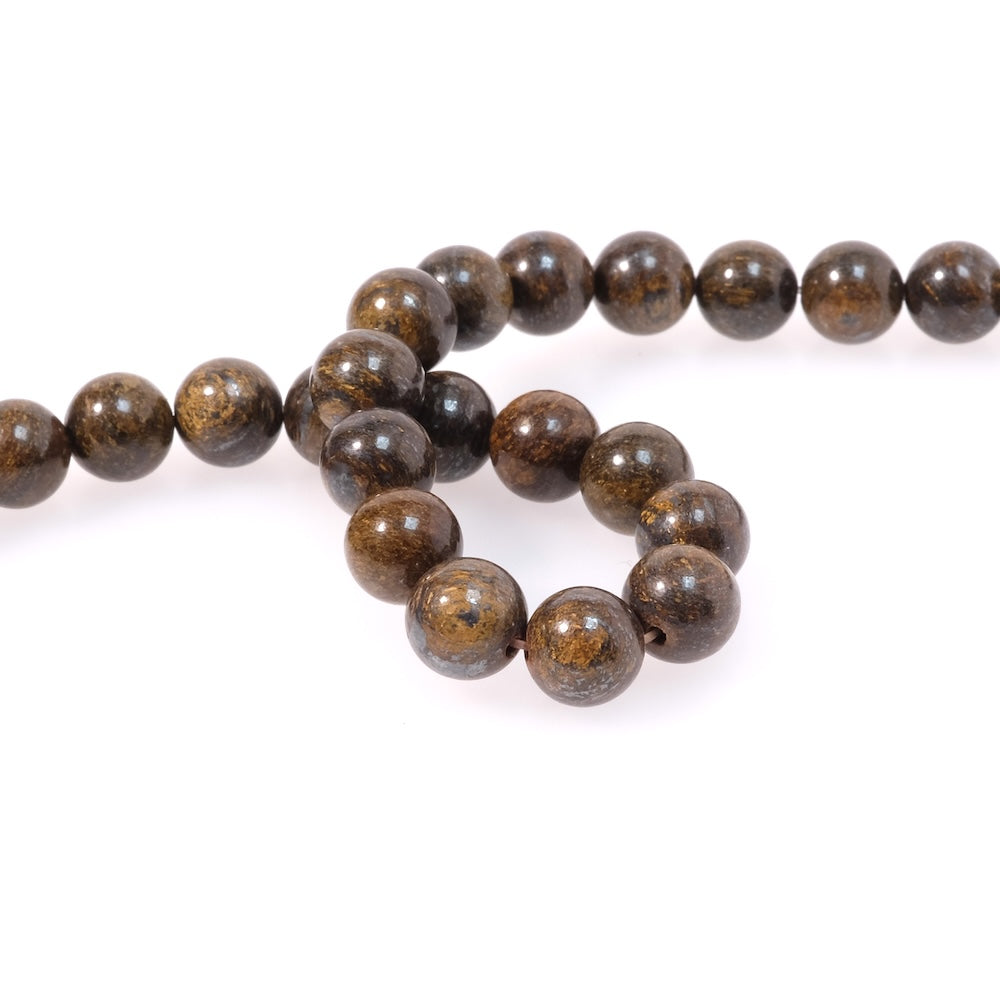 Fil de perles naturelles rondes 8mm en Bronzite