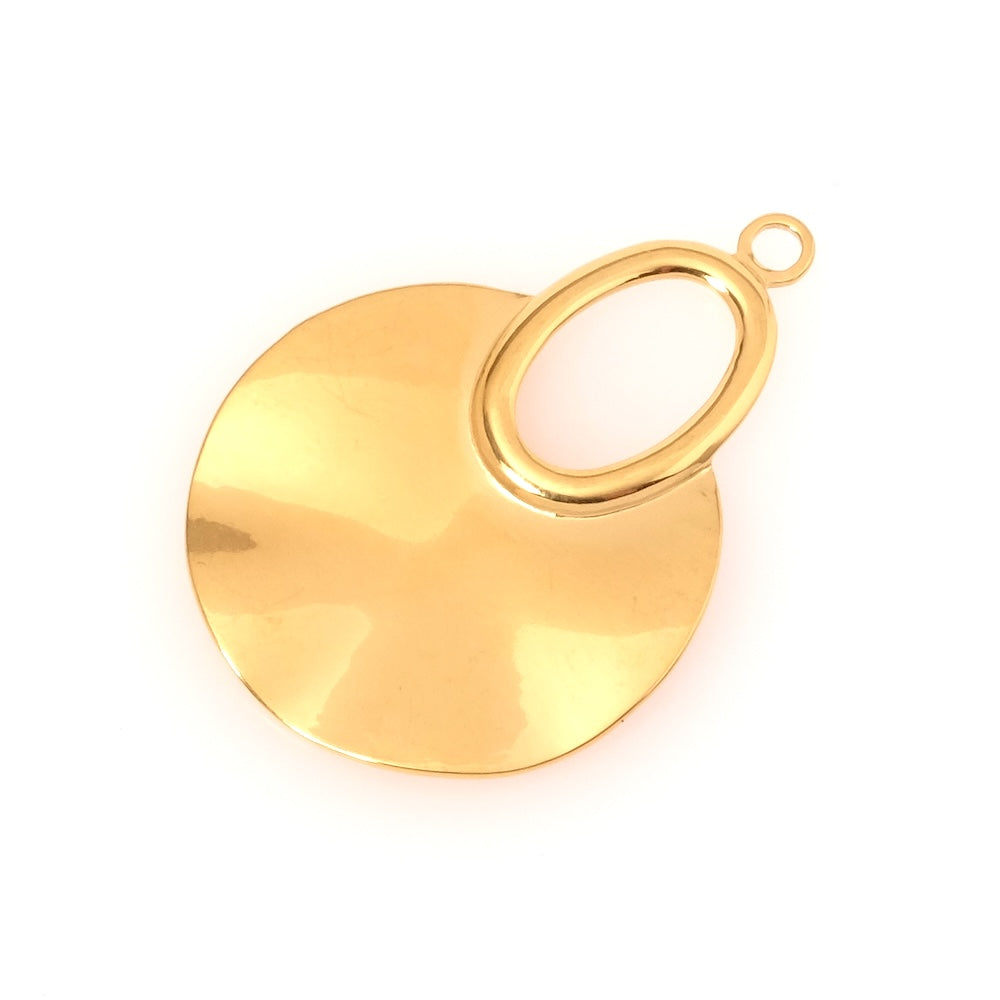 Pendentif rond ethnique en acier inoxydable 304 Doré 18K