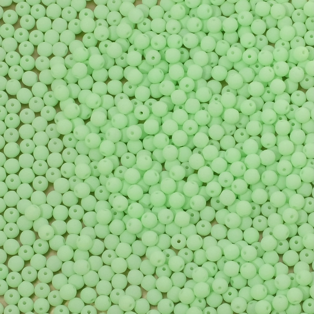 10 perles de Bohème rondes 3mm vert fluo clair mat