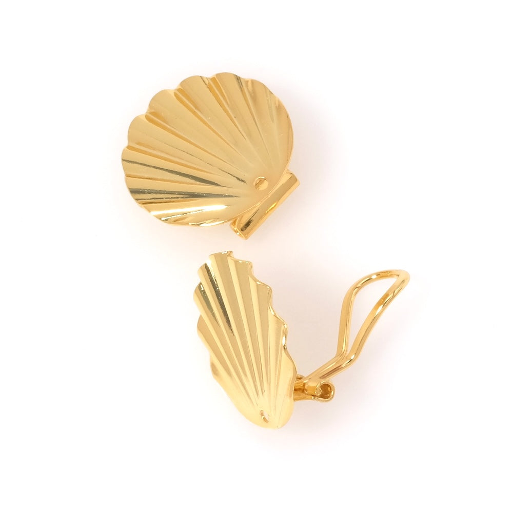 Une paire de Boucles d'oreilles clip ondulée en laiton doré à l'or fin 24K Premium