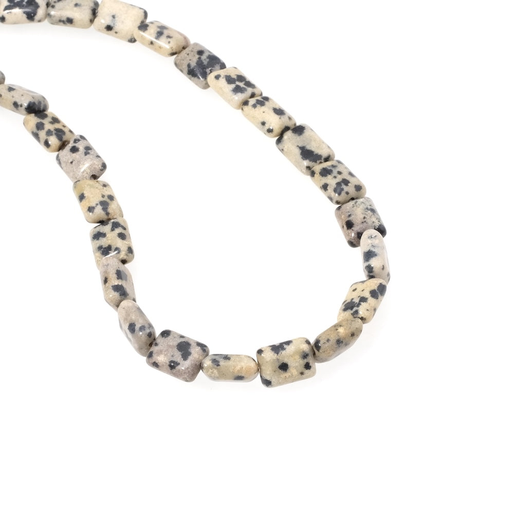 Fil de perles rectangle en Jaspe Dalmatien