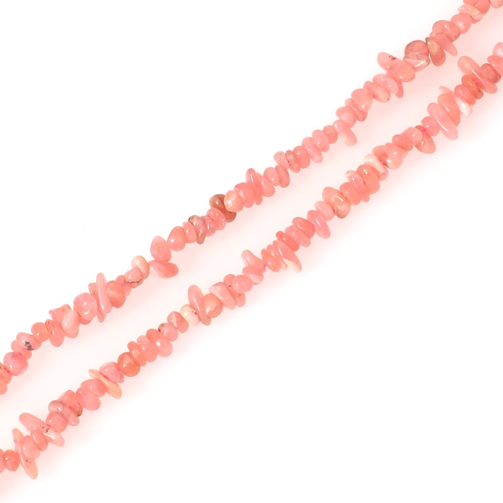 Fil de perles chips en pierre naturelle de Rhodochrosite