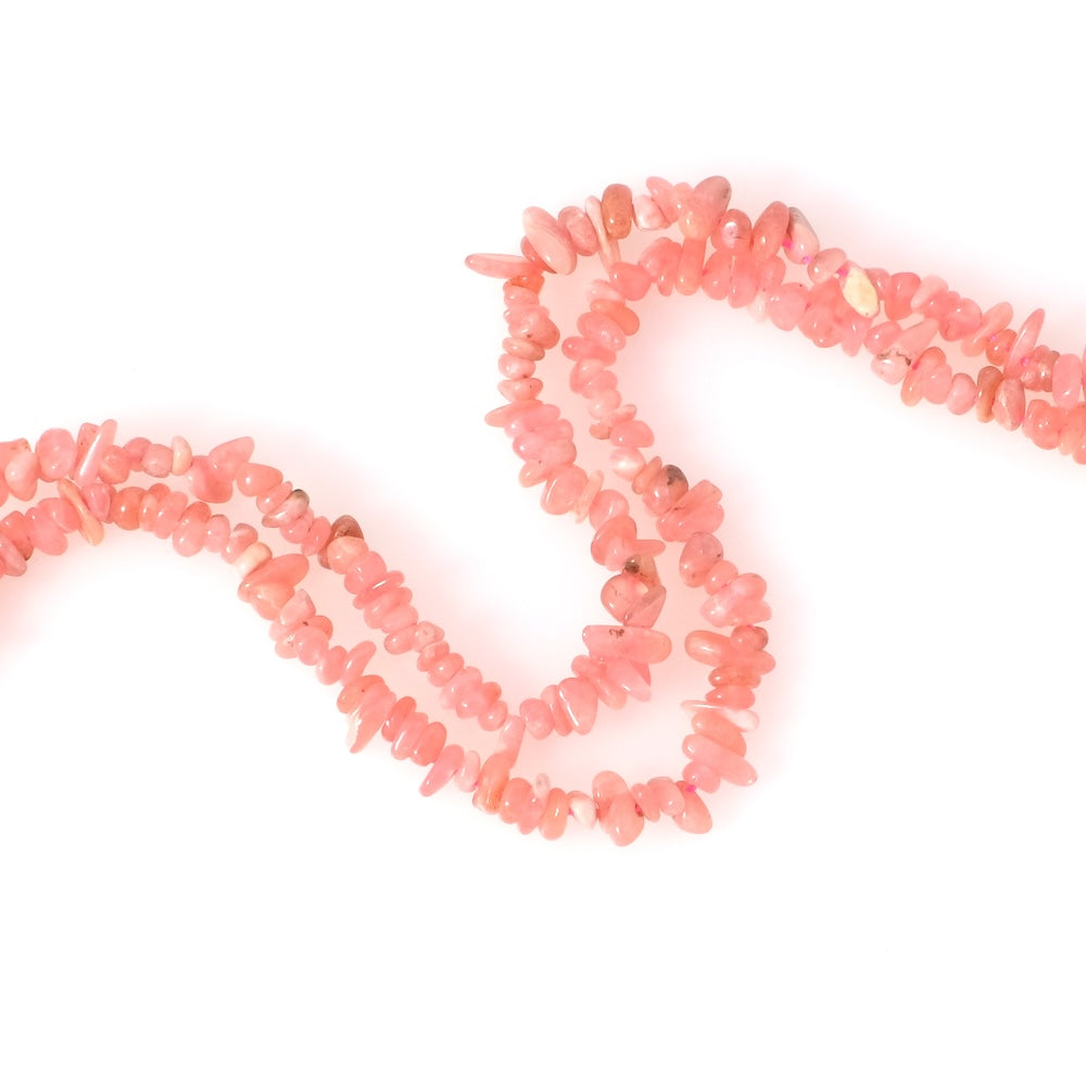 Fil de perles chips en pierre naturelle de Rhodochrosite