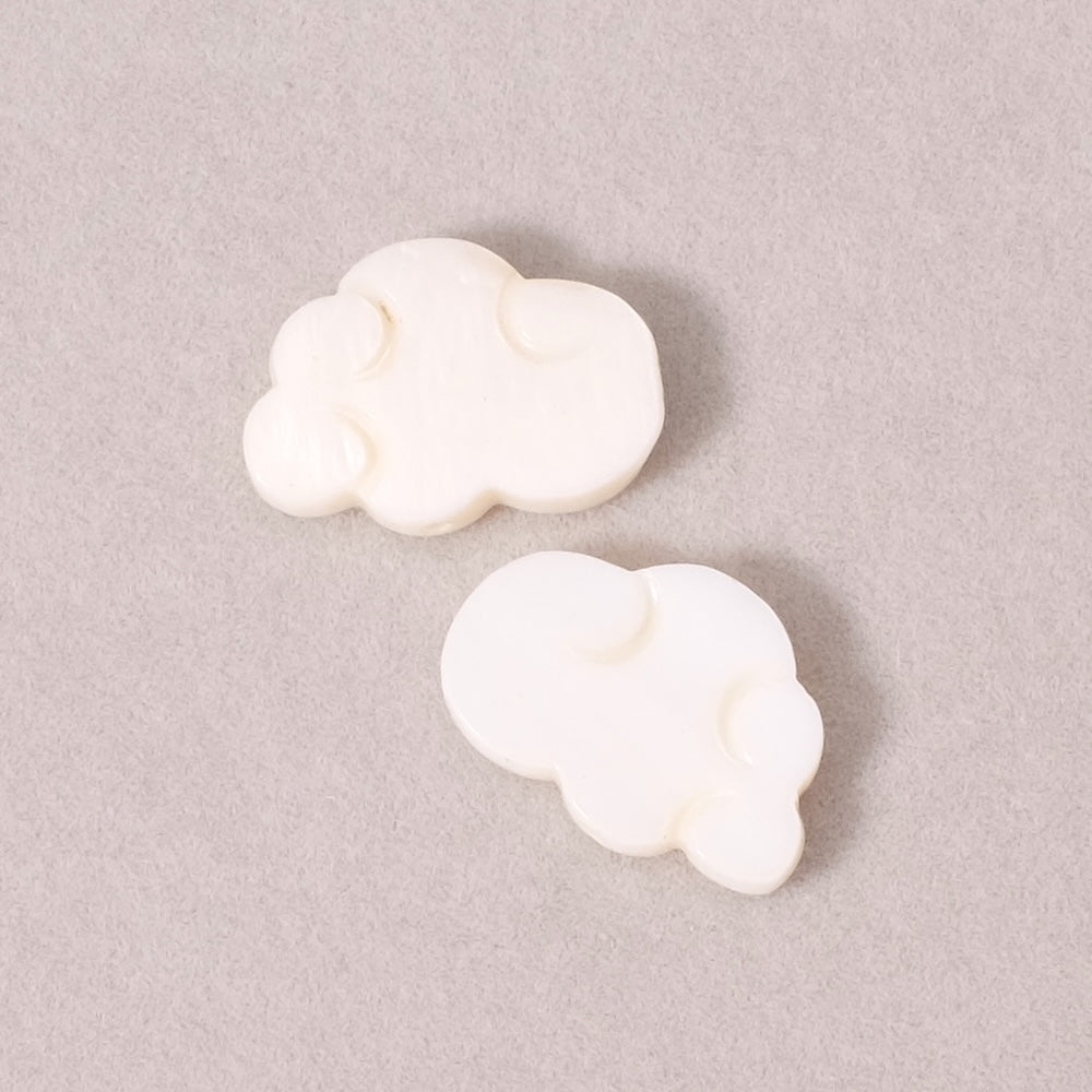 2 perles nuage en Nacre naturelle blanche