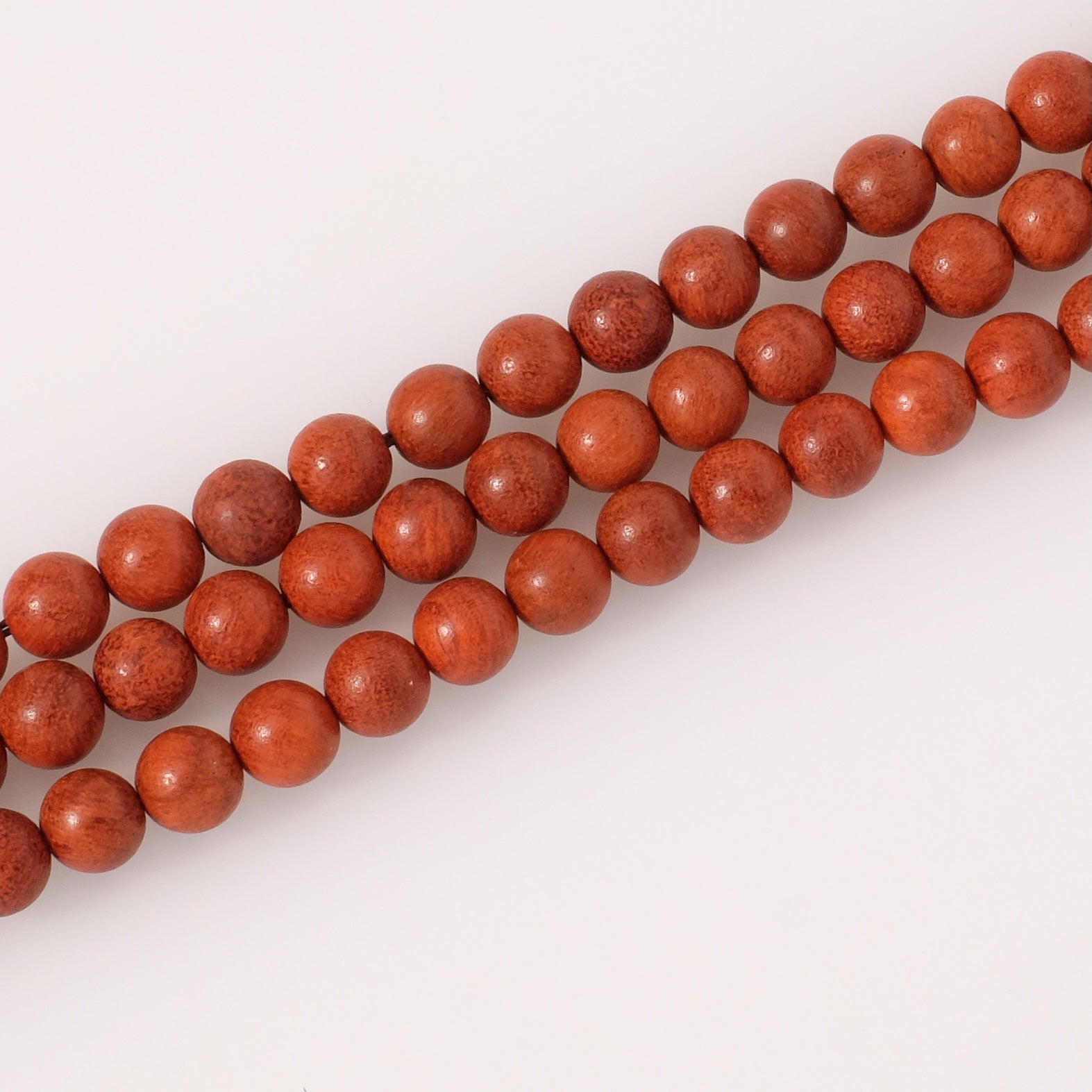 Fil de perles en bois rond 8mm orange rouge