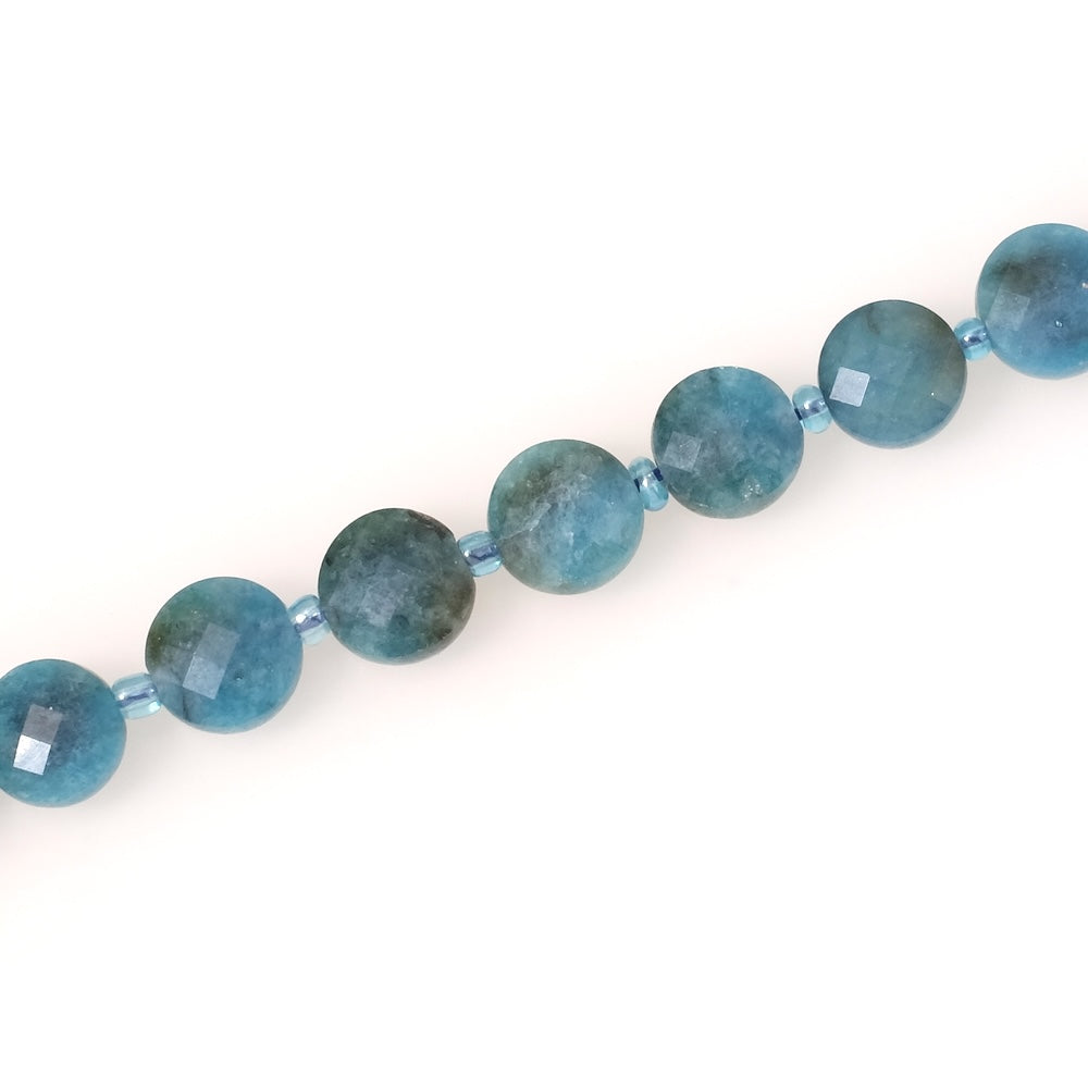 Fil de perles naturelles palet facetté 10mm en Apatite